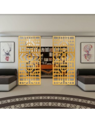 Glasschiebetür ECO-LINE - Fineprint Model 152 Gold auf Klarglas