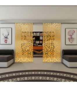 Glasschiebetür ECO-LINE - Fineprint Model 164 Gold auf Klarglas