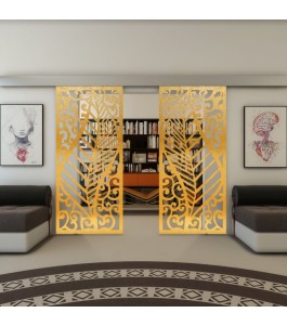 Glasschiebetür ECO-LINE - Fineprint Model 173 Gold auf Klarglas