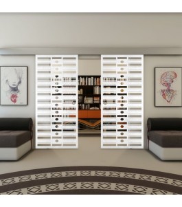 Glasschiebetür ECO-LINE - Fineprint Model 174 Weiss auf Klarglas