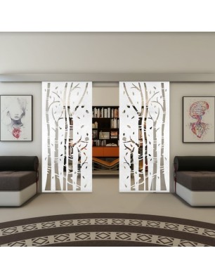 Glasschiebetür ECO-LINE - Fineprint Model 182 Weiss auf Klarglas