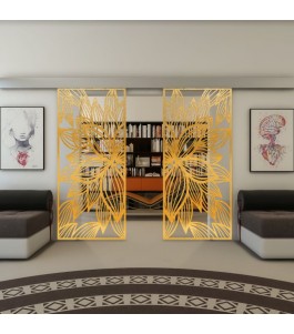 Glasschiebetür ECO-LINE - Fineprint Model 184 Gold auf Klarglas