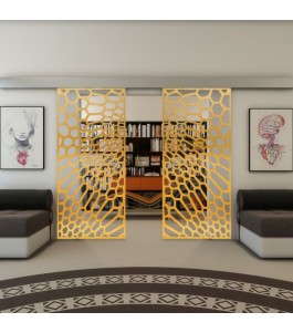 Glasschiebetür ECO-LINE - Fineprint Model 186 Gold auf Klarglas