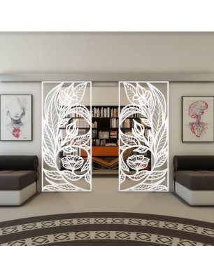 Glasschiebetür ECO-LINE - Fineprint Model 196 Weiss auf Klarglas