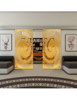 Glasschiebetür ECO-LINE - Fineprint Model 197 Gold auf Klarglas
