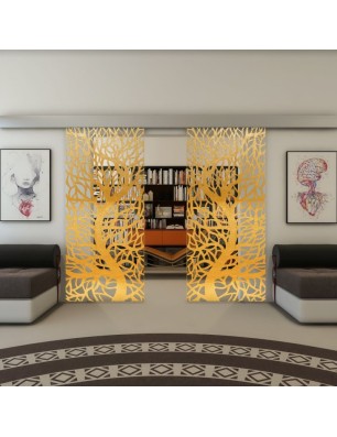 Glasschiebetür ECO-LINE - Fineprint Model 202 Gold auf Klarglas