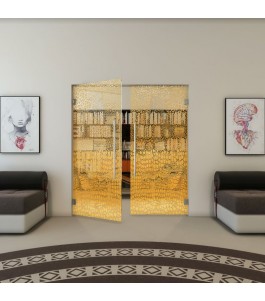 Pendeltür - Fineprint Model 015 Gold auf Klarglas
