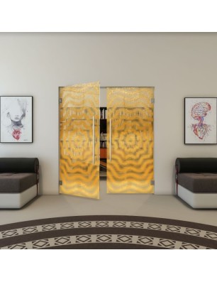 Pendeltür - Fineprint Model 064 Gold auf Klarglas