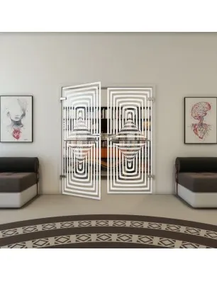 Ganzglastür - Fineprint Model 014 Weiss auf Klarglas