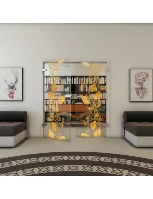 Ganzglastür - Fineprint Model 086 Gold auf Klarglas