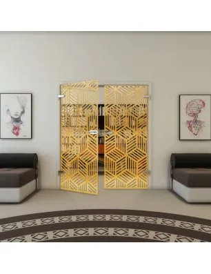 Ganzglastür - Fineprint Model 179 Gold auf Klarglas