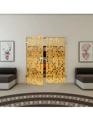 Ganzglastür - Fineprint Model 190 Gold auf Klarglas