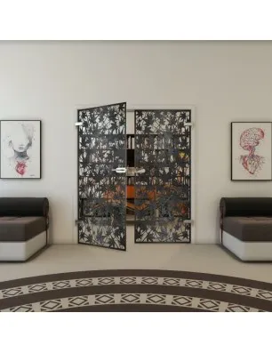 Ganzglastür - Fineprint Model 192 Schwarz auf Klarglas