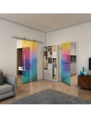 Glasschiebetür PIPE-LINE - Fineprint Model 140 Verlauf auf Klarglas