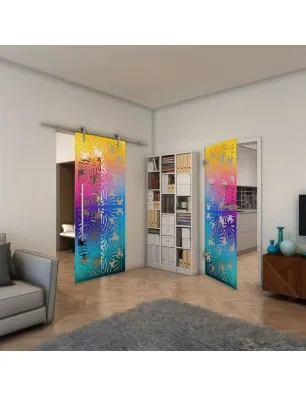 Glasschiebetür PIPE-LINE - Fineprint Model 158 Verlauf auf Klarglas