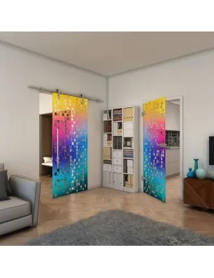 Glasschiebetür PIPE-LINE - Fineprint Model 190 Verlauf auf Klarglas