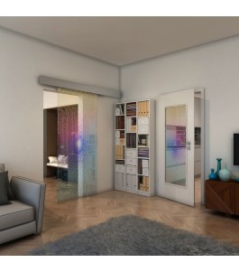 Glasschiebetür ECO-LINE - Fineprint Model 006 Verlauf auf Klarglas