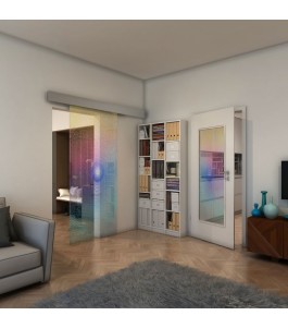 Glasschiebetür ECO-LINE - Fineprint Model 007 Verlauf auf Klarglas