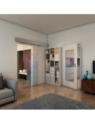 Glasschiebetür ECO-LINE - Fineprint Model 009 Verlauf auf Klarglas