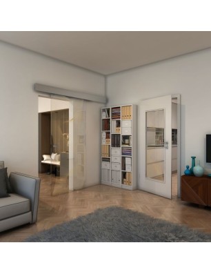 Glasschiebetür ECO-LINE - Fineprint Model 009 Gold auf Klarglas