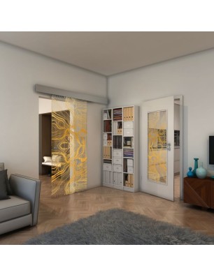 Glasschiebetür ECO-LINE - Fineprint Model 010 Gold auf Klarglas