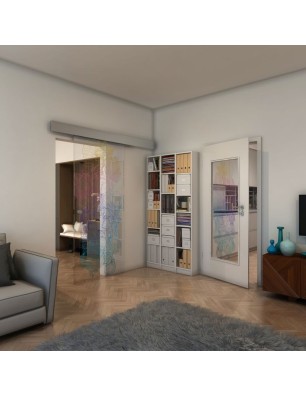 Glasschiebetür ECO-LINE - Fineprint Model 013 Verlauf auf Klarglas