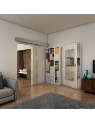Glasschiebetür ECO-LINE - Fineprint Model 013 Gold auf Klarglas