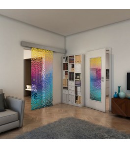 Glasschiebetür ECO-LINE - Fineprint Model 016 Verlauf auf Klarglas