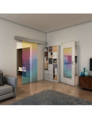 Glasschiebetür ECO-LINE - Fineprint Model 018 Verlauf auf Klarglas