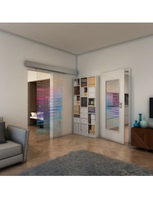 Glasschiebetür ECO-LINE - Fineprint Model 019 Verlauf auf Klarglas