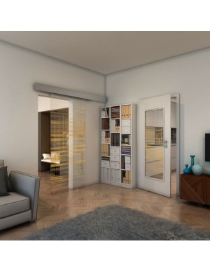 Glasschiebetür ECO-LINE - Fineprint Model 019 Gold auf Klarglas