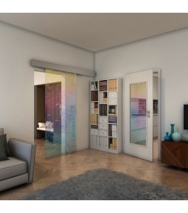 Glasschiebetür ECO-LINE - Fineprint Model 021 Verlauf auf Klarglas