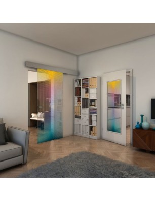 Glasschiebetür ECO-LINE - Fineprint Model 024 Verlauf auf Klarglas