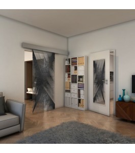 Glasschiebetür ECO-LINE - Fineprint Model 026 Schwarz auf Klarglas