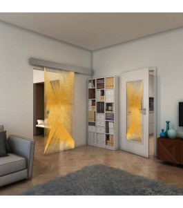 Glasschiebetür ECO-LINE - Fineprint Model 026 Gold auf Klarglas