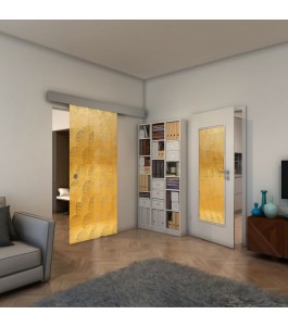 Glasschiebetür ECO-LINE - Fineprint Model 029 Gold auf Klarglas
