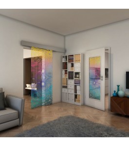 Glasschiebetür ECO-LINE - Fineprint Model 030 Verlauf auf Klarglas