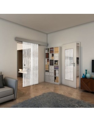 Glasschiebetür ECO-LINE - Fineprint Model 032 Weiss auf Klarglas