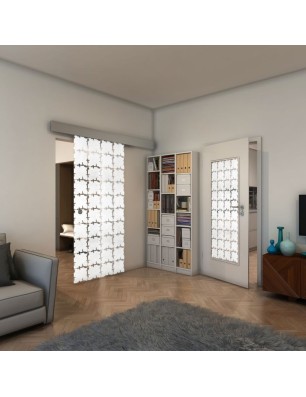 Glasschiebetür ECO-LINE - Fineprint Model 033 Weiss auf Klarglas