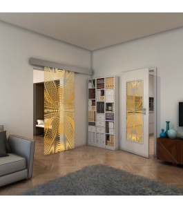 Glasschiebetür ECO-LINE - Fineprint Model 037 Gold auf Klarglas
