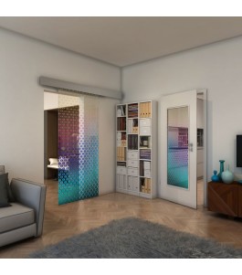 Glasschiebetür ECO-LINE - Fineprint Model 038 Verlauf auf Klarglas
