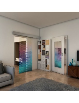 Glasschiebetür ECO-LINE - Fineprint Model 038 Verlauf auf Klarglas