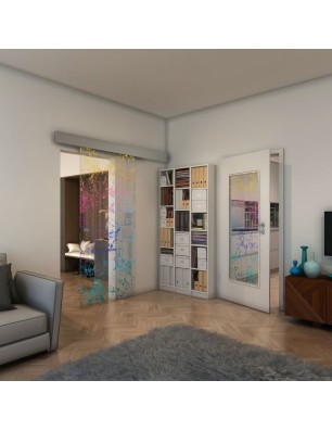 Glasschiebetür ECO-LINE - Fineprint Model 054 Verlauf auf Klarglas