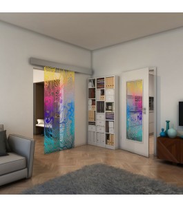 Glasschiebetür ECO-LINE - Fineprint Model 056 Verlauf auf Klarglas