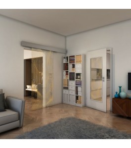 Glasschiebetür ECO-LINE - Fineprint Model 066 Gold auf Klarglas