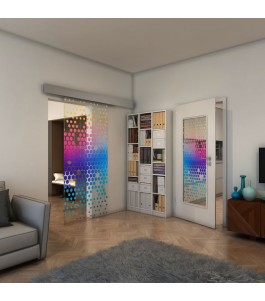 Glasschiebetür ECO-LINE - Fineprint Model 072 Verlauf auf Klarglas