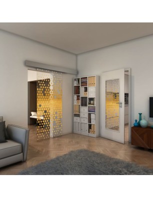 Glasschiebetür ECO-LINE - Fineprint Model 072 Gold auf Klarglas