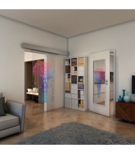 Glasschiebetür ECO-LINE - Fineprint Model 078 Verlauf auf Klarglas