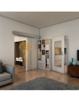 Glasschiebetür ECO-LINE - Fineprint Model 078 Gold auf Klarglas