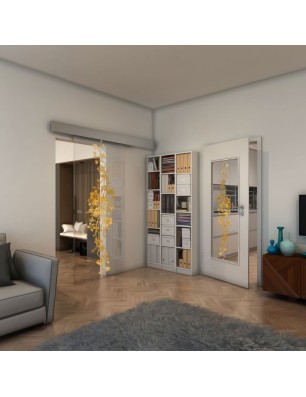 Glasschiebetür ECO-LINE - Fineprint Model 085 Gold auf Klarglas